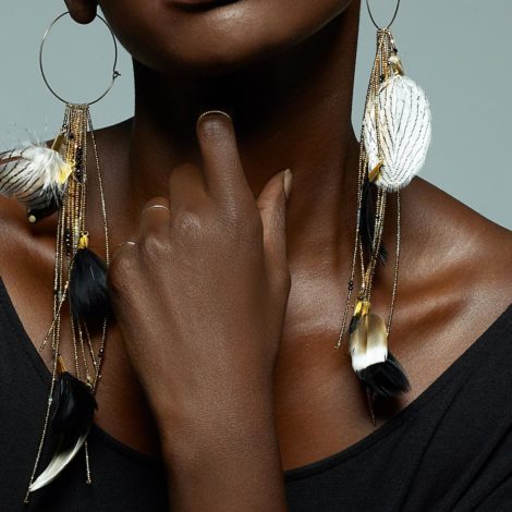 Adha Zelma Amun 24K Gold + Feather Earrings