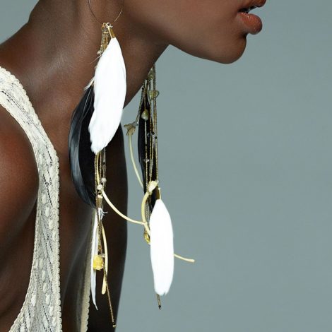 Atabey - Adha Zelma 24K Gold + Feather Earrings