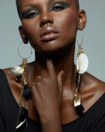 Adha Zelma Amun 24K Gold + Feather Earrings