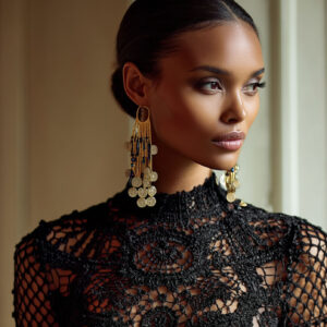 Ishtar: Gold Fringe Gemstones Earrings