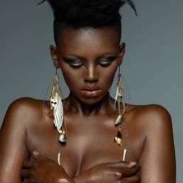 Adha Zelma-Vac Feather + Gold Earrings
