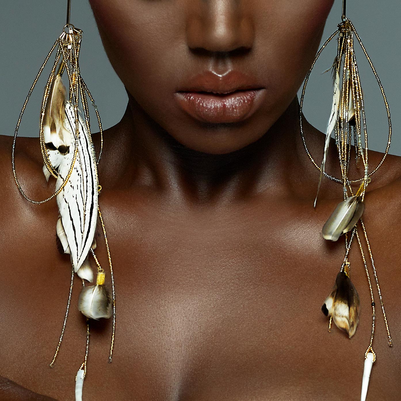 Adha Zelma-Vac Feather + Gold Earrings
