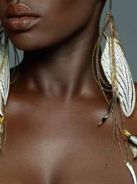 Adha Zelma-Vac Feather + Gold Earrings