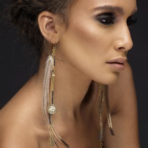 Cel Ana: Gold+ Emu Feather Earrings