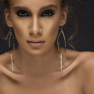 Dilay Gold, Lapis Crystal Sting Ray Barb Earrings