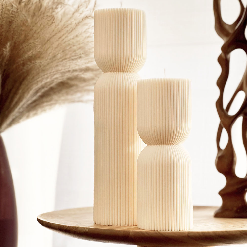 Ribbed Hourglass Pillar Candles