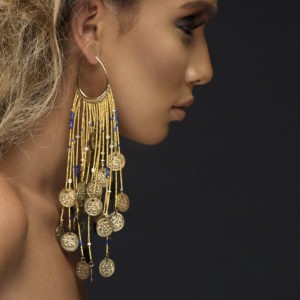 Ishtar: Gold Fringe Gemstones Earrings